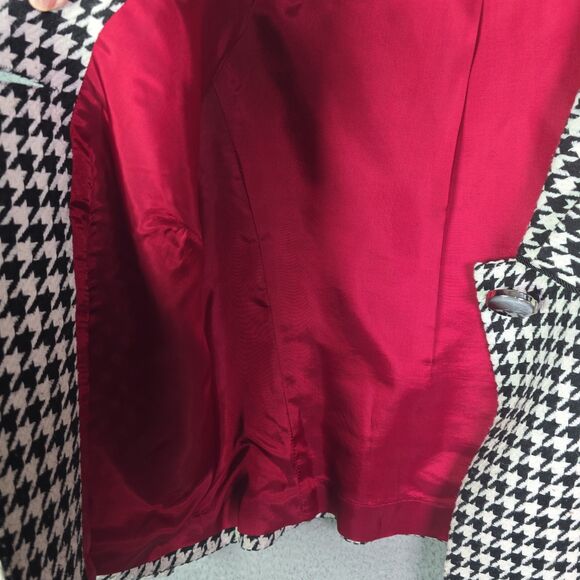 Tavora Houndstooth Wool Blend Blazer Red Lining Women’s 12 Waist-Length - Picture 7 of 12